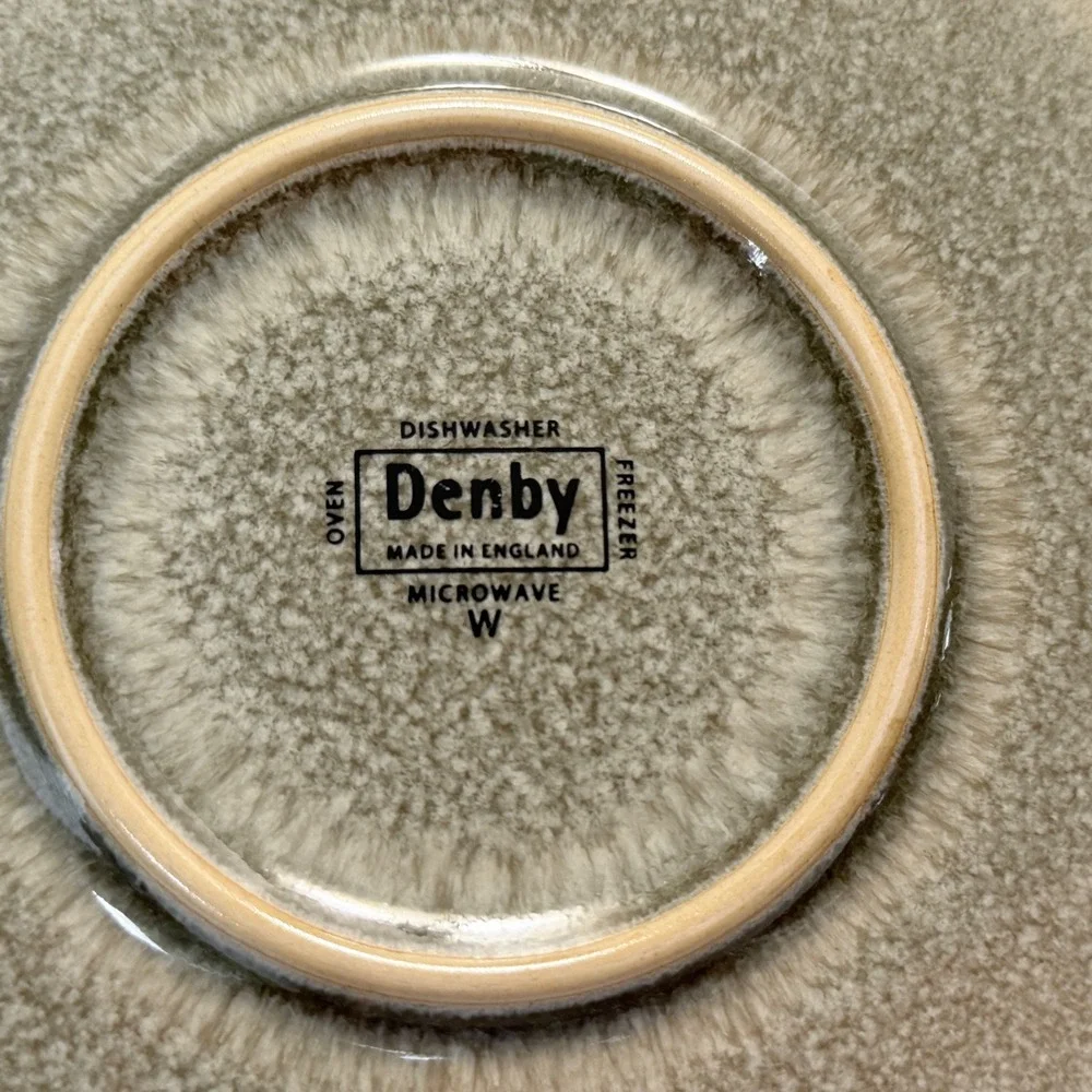2 X Denby DUETS Stoneware Salad Dessert Plate Sage and Paprika 8.75 Inch
